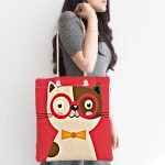 - Canta-4925-1 - Realhomes Realhomes Renkli Kedi Dijital Baskılı Kumaş Plaj Çantası Realhomes