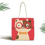 - Canta-4925 - Realhomes Realhomes Renkli Kedi Dijital Baskılı Kumaş Plaj Çantası Realhomes