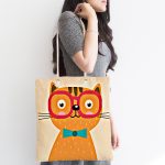 Realhomes Renkli Kedi Dijital Baskılı Kumaş Plaj Çantası Realhomes