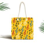 - Canta-4929 - Realhomes Realhomes Sarı Zeminli Sol Anahtarlı Dijital Baskılı Kumaş Plaj Çantası Realhomes