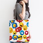 - Canta-4934-1 - Realhomes Realhomes Emoji ve Like Dijital Baskılı Kumaş Plaj Çantası Realhomes