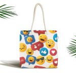 - Canta-4934 - Realhomes Realhomes Emoji ve Like Dijital Baskılı Kumaş Plaj Çantası Realhomes