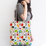 - Canta-4937-1 - Realhomes Realhomes Matematik Gereçli Dijital Baskılı Kumaş Plaj Çantası Realhomes