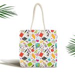 - Canta-4937 - Realhomes Realhomes Matematik Gereçli Dijital Baskılı Kumaş Plaj Çantası Realhomes