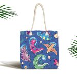 - Canta-4938 - Realhomes Realhomes Sevimli Dinozorlar Dijital Baskılı Kumaş Plaj Çantası Realhomes