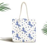 - Canta-4941 - Realhomes Realhomes Beyaz Zeminde Pembe Yıldız Dijital Baskılı Kumaş Plaj Çantası Realhomes