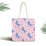 - Canta-4942 - Realhomes Realhomes Pembe Zeminde Pembe Yıldız Dijital Baskılı Kumaş Plaj Çantası Realhomes