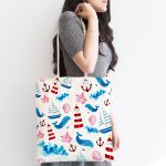 Realhomes Sevimli Balina Desenli Dijital Baskılı Kumaş Plaj Çantası Realhomes