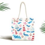 Realhomes Sevimli Balina Desenli Dijital Baskılı Kumaş Plaj Çantası Realhomes