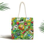 Popart Figürlü Dijital Baskılı Özel Tasarım Kumaş Plaj Çantası Realhomes