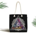 - Canta-5002 - Realhomes Üçüncü Göz Motifli Özel Tasarım Dijital Baskılı Kumaş Plaj Çantası Realhomes