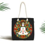 Uzak Doğu Yoga Motifleri Mandala Özel Tasarım Dijital Baskılı Kumaş Plaj Çantası Realhomes