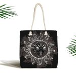 - Canta-5006 - Realhomes Realhomes Özel Tasarım Güneş Ay Motifli Kumaş Plaj Çantası Realhomes