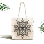 - Canta-5011 - Realhomes Özel Tasarım Çiçek Üçüncü Göz Motifli Kumaş Plaj Çantası Realhomes