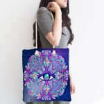 Gökyüzü Temalı Renkli Göz Desenli Özel Tasarım Kumaş Plaj Çantası Realhomes