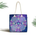 Gökyüzü Temalı Renkli Göz Desenli Özel Tasarım Kumaş Plaj Çantası Realhomes