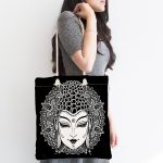 Siyah Beyaz Otantik Woman Özel Tasarım Dijital Baskılı Kumaş Plaj Çantası Realhomes