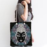 - Canta-5021-1 - Realhomes Abstract Kadın Figürü Dijital Baskılı Özel Tasarım Kumaş Plaj Çantası Realhomes