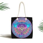 - Canta-5023 - Realhomes Soyut Fil Figürlü Dijital Baskılı Özel Tasarım Kumaş Plaj Çantası Realhomes