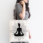 Yoga Meditasyon Figürlü Dijital Baskılı Özel Tasarım Kumaş Plaj Çantası Realhomes