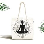 Yoga Meditasyon Figürlü Dijital Baskılı Özel Tasarım Kumaş Plaj Çantası Realhomes