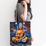 - Canta-5025-1 - Realhomes Modern Buda Heykeli Motifli Kumaş Plaj Çantası Realhomes