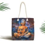 - Canta-5025 - Realhomes Modern Buda Heykeli Motifli Kumaş Plaj Çantası Realhomes