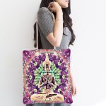 - Canta-5028-1 - Realhomes Beyaz Zeminde Renkli Uzak Doğu Denge İkonlu Dijital Baskılı Kumaş Plaj Çantası Realhomes