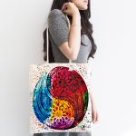 - Canta-5029-1 - Realhomes Renkli Uzak Doğu Denge İkonlu Dijital Baskılı Kumaş Plaj Çantası Realhomes