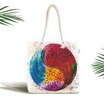 - Canta-5029 - Realhomes Renkli Uzak Doğu Denge İkonlu Dijital Baskılı Kumaş Plaj Çantası Realhomes