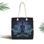 Mavi Neon Motifli Yoga Desenli Özel Tasarım Kumaş Plaj Çantası Realhomes