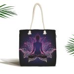 - Canta-5032 - Realhomes Pembe Neon Motifli Uzak Doğu Yoga Desenli Kumaş Plaj Çantası Realhomes