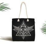 Özel Tasarım Kanatlı Üçüncü Göz Motifli Dijital Baskılı Kumaş Plaj Çantası Realhomes