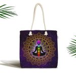 Gökyüzü Desenli Yoga Motifli Özel Tasarım Dijital Baskılı Kumaş Plaj Çantası Realhomes