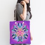 Gökkuşağı Motifli Rengarenk Çiçekli Özel Tasarım Kumaş Plaj Çantası Realhomes