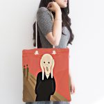 - Canta-5044-1 - Realhomes Edvard Munch-Çığlık Motifli Özel Tasarım Kumaş Plaj Çantası Realhomes