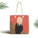 - Canta-5044 - Realhomes Edvard Munch-Çığlık Motifli Özel Tasarım Kumaş Plaj Çantası Realhomes