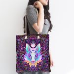 - Canta-5045-1 - Realhomes Renkli Zeminde Kurt Motifli Kumaş Plaj Çantası Realhomes