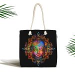 Siyah Zeminde Neon Buda Kumaş Plaj Çantası Realhomes