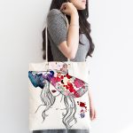 Fashion Girl Şapka Özel Tasarım Dijital Baskılı Kumaş Plaj Çantası Realhomes