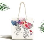 Fashion Girl Şapka Özel Tasarım Dijital Baskılı Kumaş Plaj Çantası Realhomes