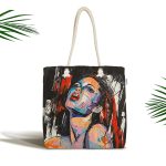 Sulu Boya Fashion Women Dijital Baskılı Kumaş Plaj Çantası Realhomes