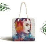 - Canta-5081 - Realhomes Pastel Renklerde Kızıl Saçlı Kumaş Plaj Çantası Realhomes