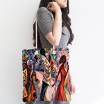 Yağlı Boya Çizimli Kadın Motifli Modern Kumaş Plaj Çantası Realhomes