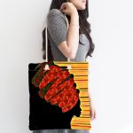 - Canta-5097-1 - Realhomes Kırmızı Başlıklı Zenci Kadın Motifli Kumaş Plaj Çantası Realhomes