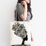 - Canta-5098-1 - Realhomes Siyah Beyaz Zenci Kadın Motifli Modern Kumaş Plaj Çantası Realhomes