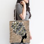 Vizon Zeminde Zenci Kadın Tasarımlı Modern Kumaş Plaj Çantası Realhomes