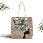 Vizon Zeminde Zenci Kadın Tasarımlı Modern Kumaş Plaj Çantası Realhomes