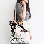Şapkalı Fashion Girl Desenli Kumaş Plaj Çantası Realhomes