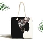 - Canta-5105 - Realhomes Siyah Beyaz Zenci Kadın Kumaş Plaj Çantası Realhomes